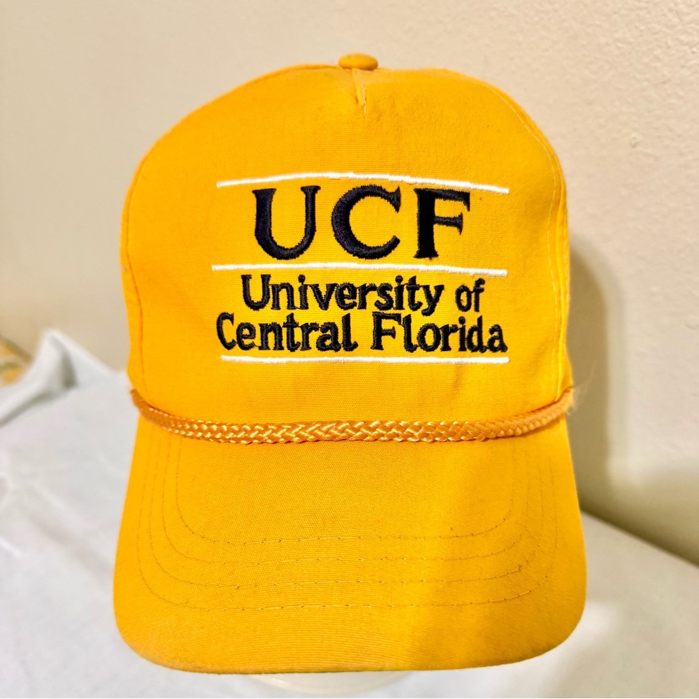 Vintage 80s UCF University of Central Florida SnapBack Cap *rare find in yellow*